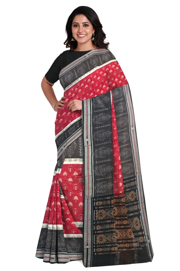 Maroon_White_Cotton_Mania_Bandha_Katiki_Handloom_Saree_For_Women