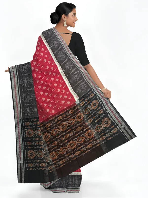 Maroon_White_Cotton_Mania_Bandha_Katiki_Handloom_Saree_For_Women