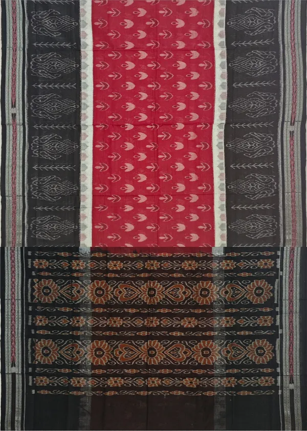 Maroon_White_Cotton_Mania_Bandha_Katiki_Handloom_Saree_For_Women