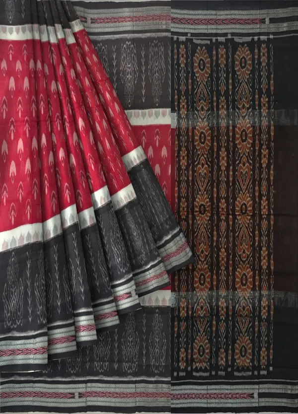 Maroon_White_Cotton_Mania_Bandha_Katiki_Handloom_Saree_For_Women