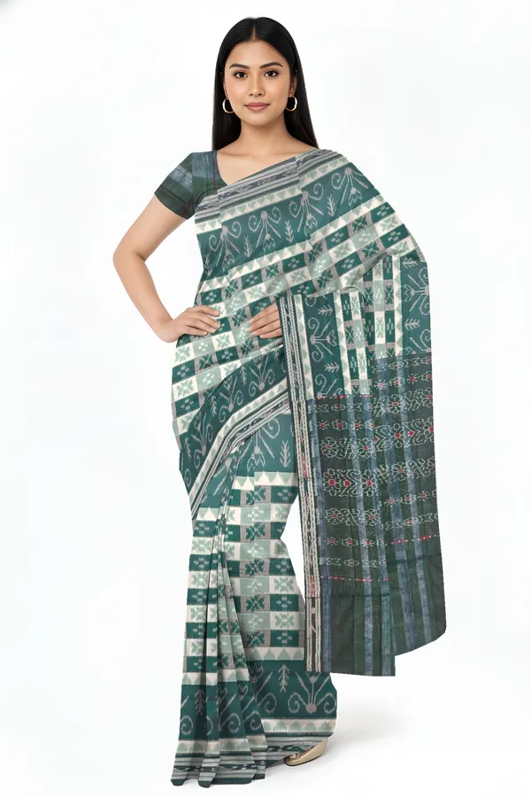 Green_Cotton_Handloom_Mania_Bandha_Katiki_Saree_For_Women