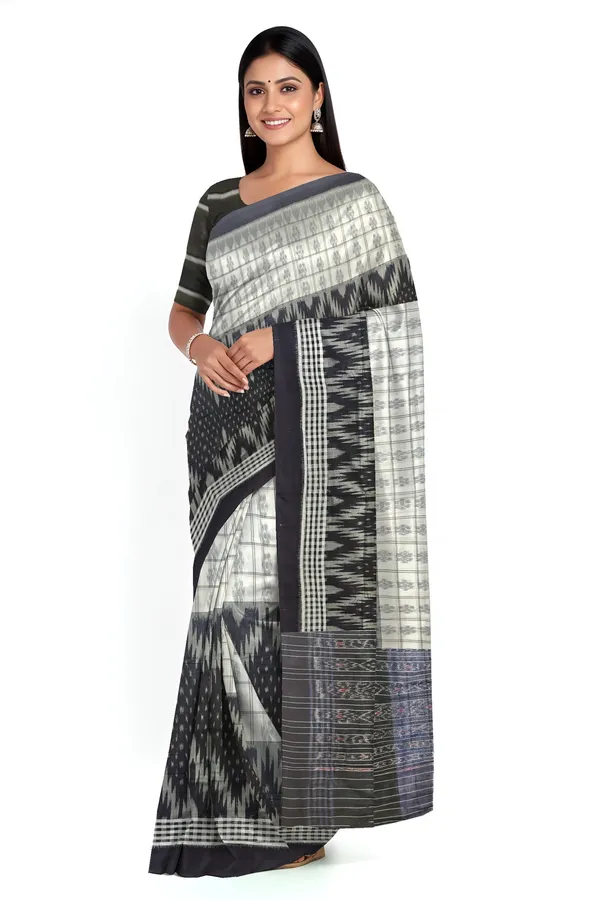 Black_White_Cotton_Mania_Bandha_Katiki_Gi_Tagged_Handloom_Saree_For_Women