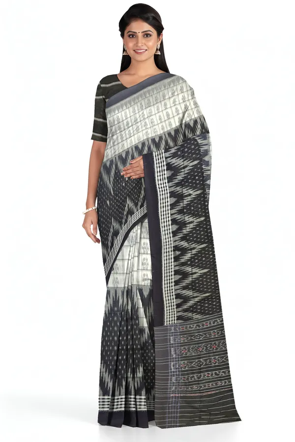 Black_White_Cotton_Mania_Bandha_Katiki_Gi_Tagged_Handloom_Saree_For_Women