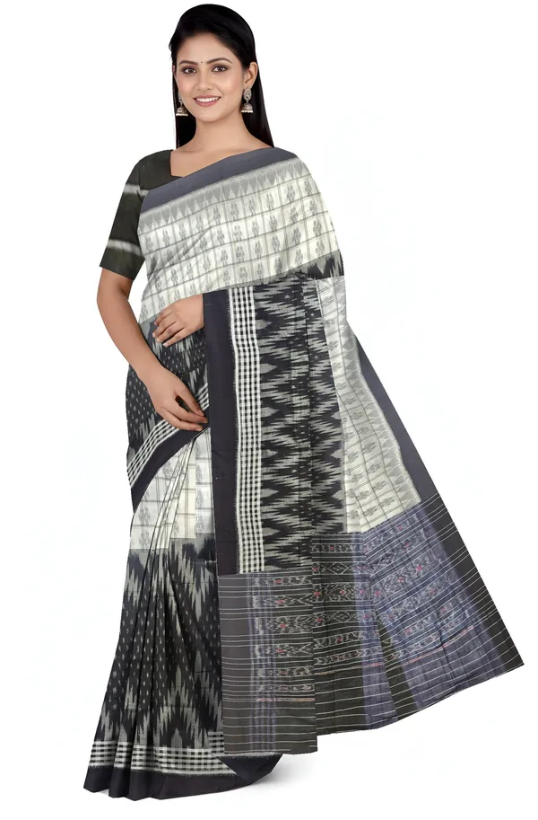 Black_White_Cotton_Mania_Bandha_Katiki_Gi_Tagged_Handloom_Saree_For_Women