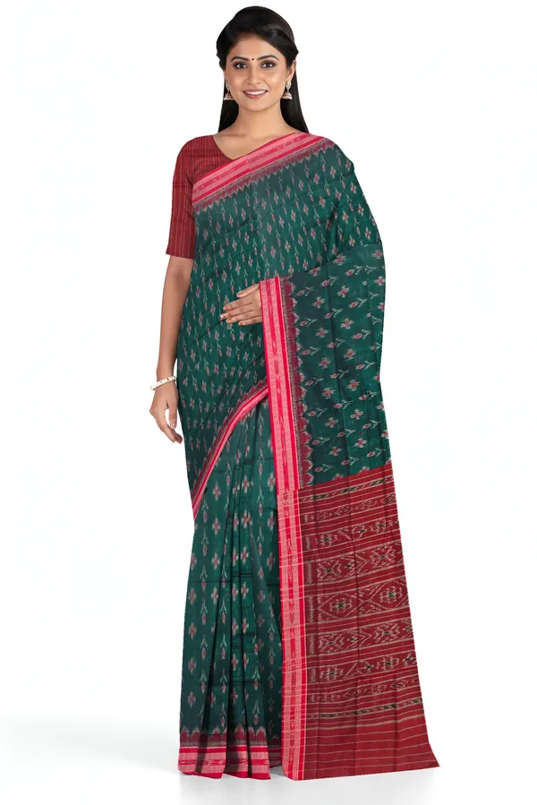 Green_Cotton_Mania_Bandha_Katiki_Handloom_Saree_For_Women