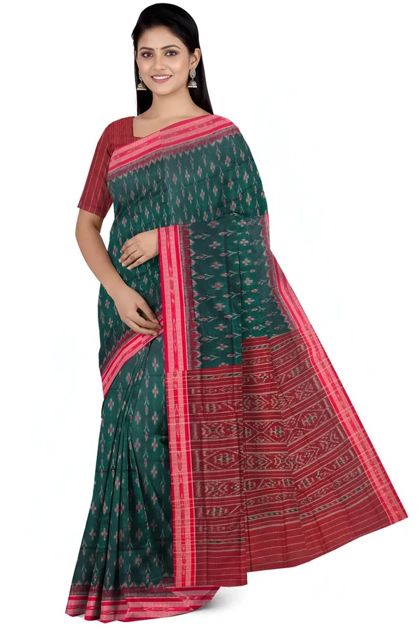 Green_Cotton_Mania_Bandha_Katiki_Handloom_Saree_For_Women