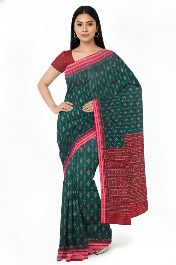 Green_Cotton_Mania_Bandha_Katiki_Handloom_Saree_For_Women