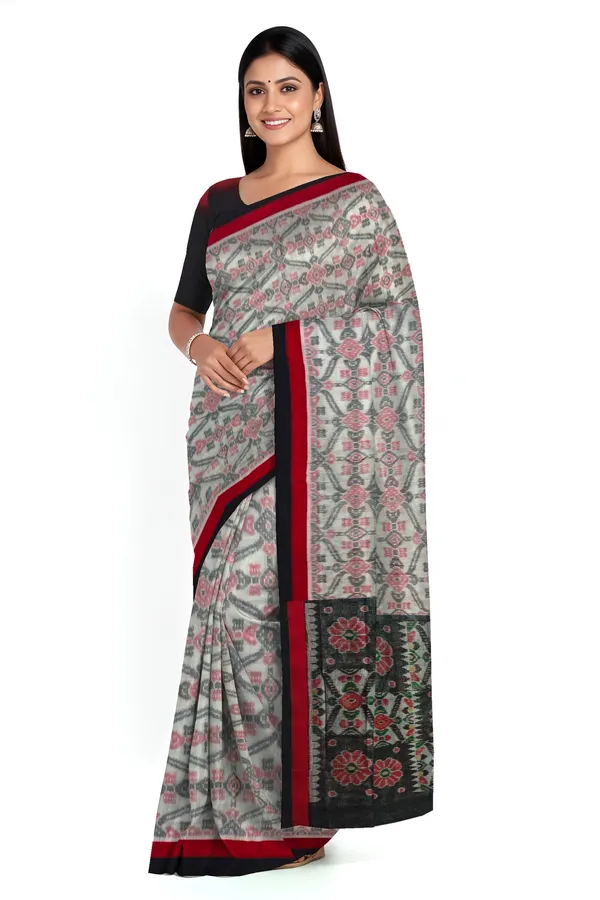 White_Red_Cotton_Handloom_Mania_Bandha_Katiki_Saree_For_Women