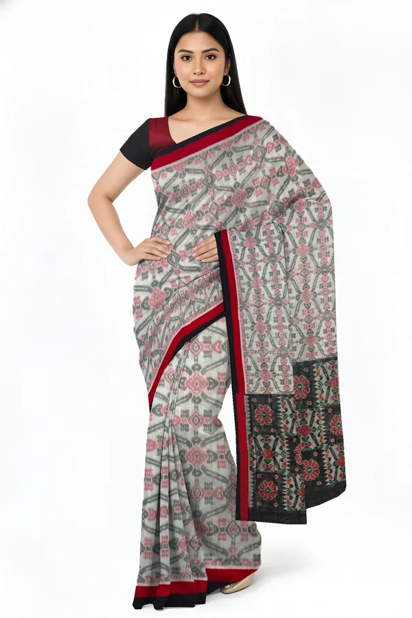 White_Red_Cotton_Handloom_Mania_Bandha_Katiki_Saree_For_Women
