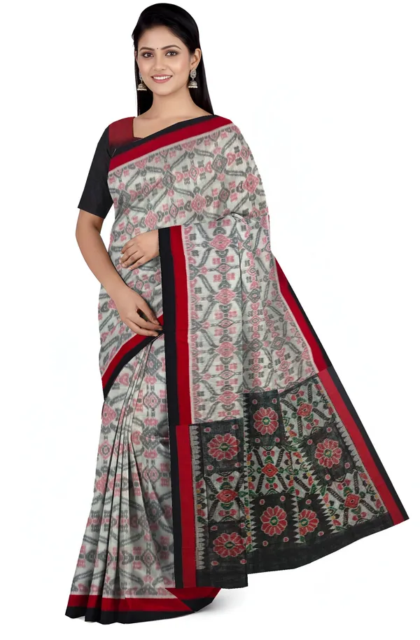 White_Red_Cotton_Handloom_Mania_Bandha_Katiki_Saree_For_Women
