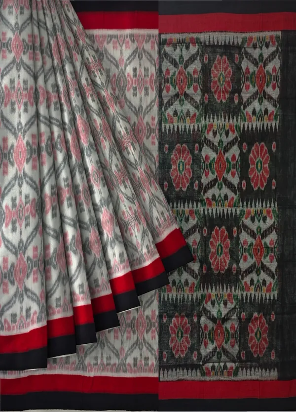White_Red_Cotton_Handloom_Mania_Bandha_Katiki_Saree_For_Women