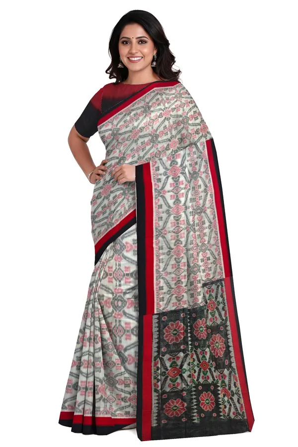 White_Red_Cotton_Handloom_Mania_Bandha_Katiki_Saree_For_Women