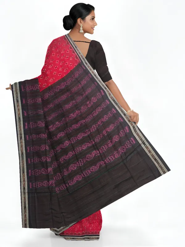 Deep_Red_Cotton_Handloom_Mania_Bandha_Katiki_Saree_For_Women
