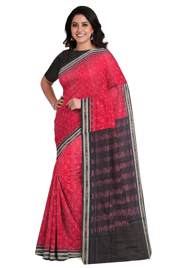 Deep_Red_Cotton_Handloom_Mania_Bandha_Katiki_Saree_For_Women
