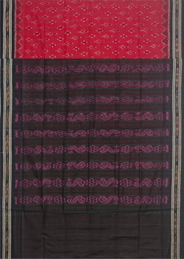 Deep_Red_Cotton_Handloom_Mania_Bandha_Katiki_Saree_For_Women