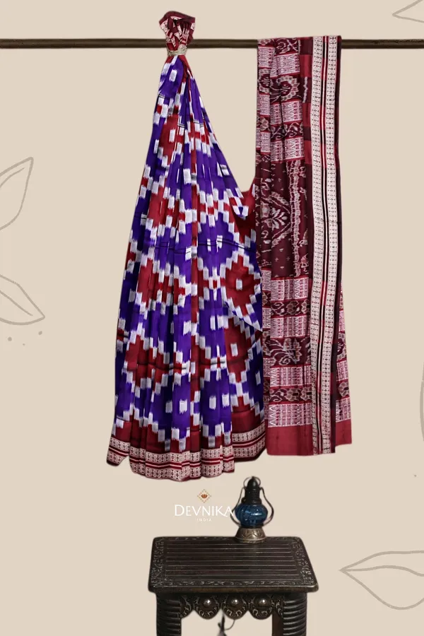 Silver_Violet_Silk_Handloom_Bandha_Pasapalli_Saree_For_Women