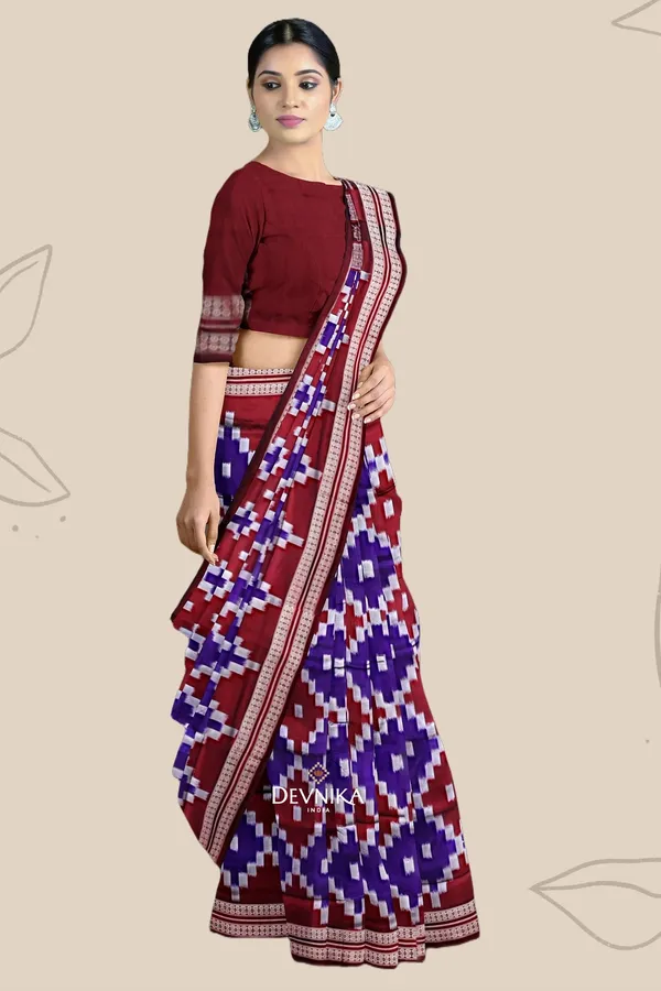 Silver_Violet_Silk_Handloom_Bandha_Pasapalli_Saree_For_Women