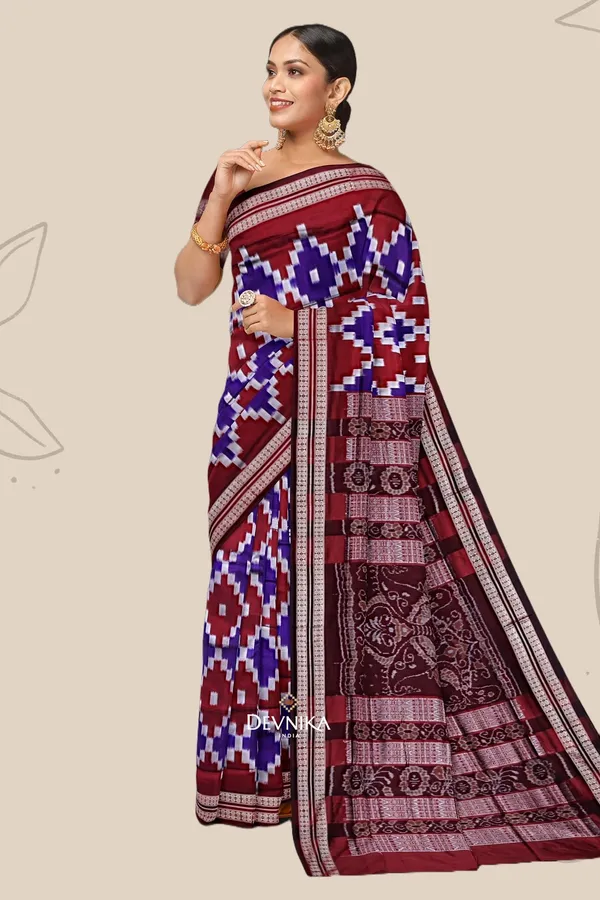 Silver_Violet_Silk_Handloom_Bandha_Pasapalli_Saree_For_Women
