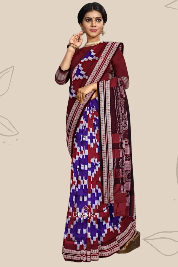 Silver_Violet_Silk_Handloom_Bandha_Pasapalli_Saree_For_Women