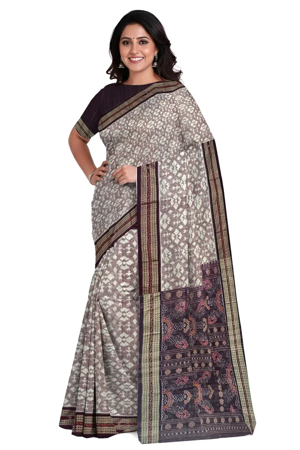 White_Coffee_Cotton_Handloom_Body_Bandha_Saree_For_Women