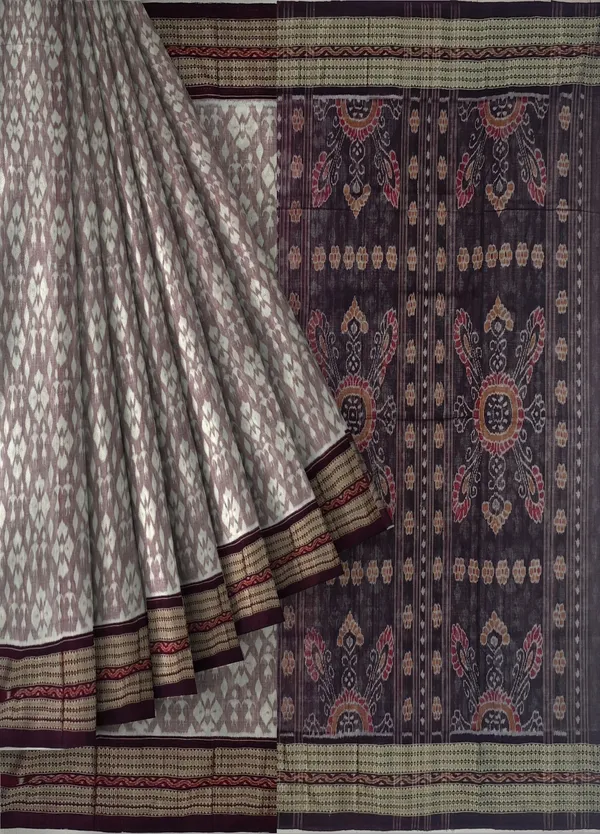 White_Coffee_Cotton_Handloom_Body_Bandha_Saree_For_Women