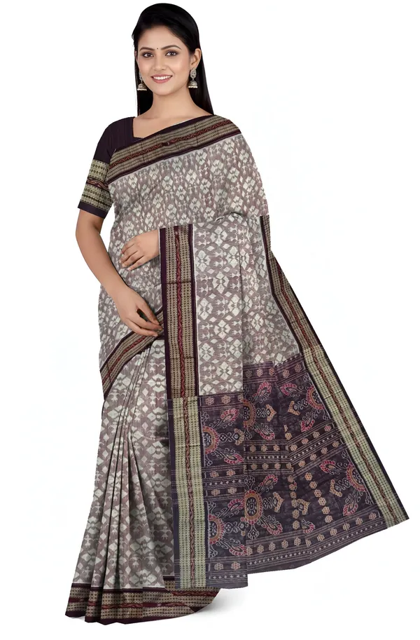 White_Coffee_Cotton_Handloom_Body_Bandha_Saree_For_Women