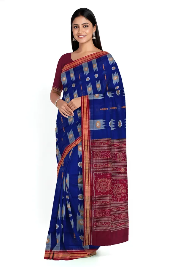 Blue_Cotton_Bandha_Bomkai_Handloom_Saree_For_Women
