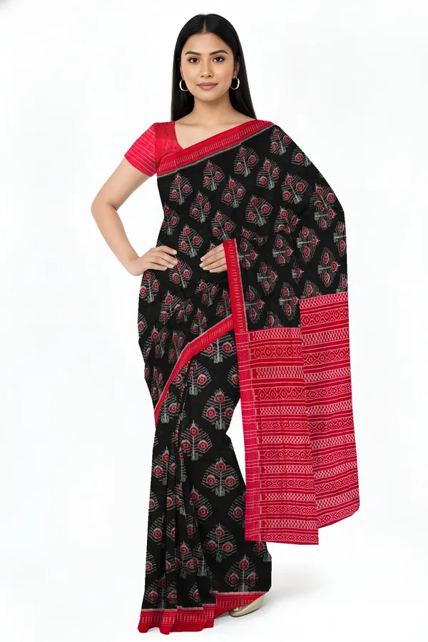 Black_Cotton_Body_Bandha_Handloom_Saree_For_Women