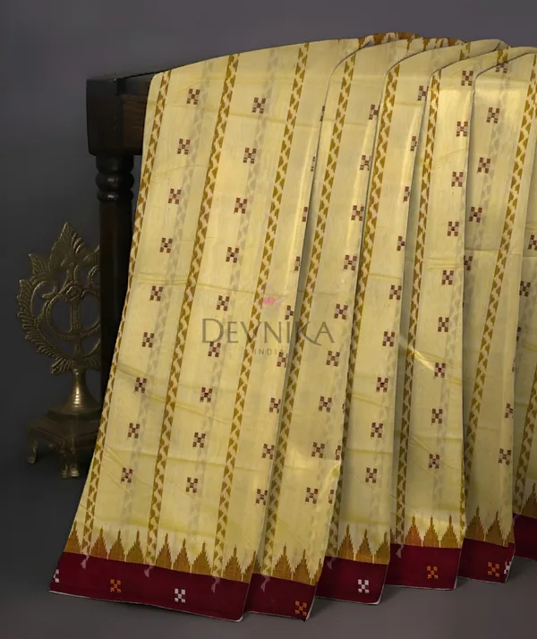 Cream_Yellow_Cotton_Handloom_Border_Pasapalli_Bapta_Saree_For_Women
