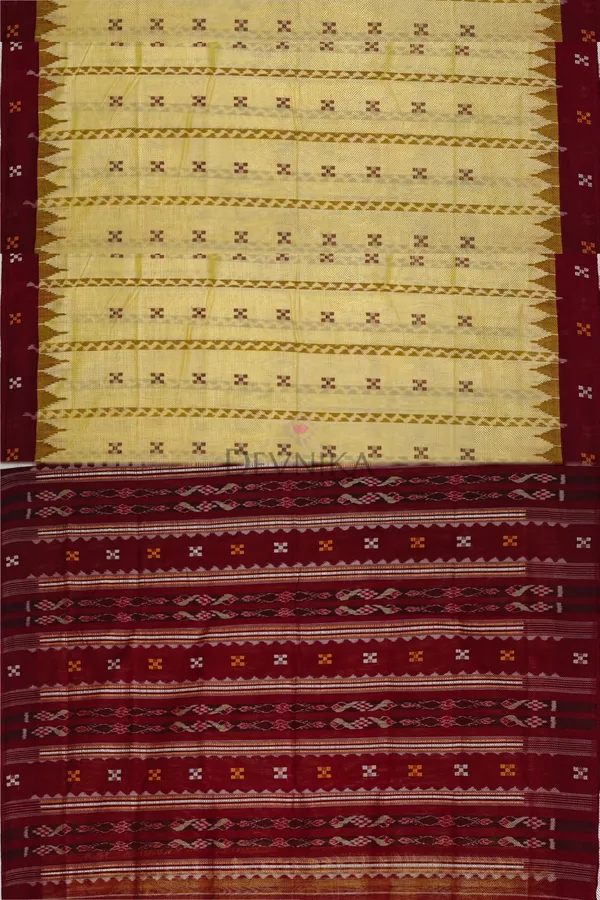 Cream_Yellow_Cotton_Handloom_Border_Pasapalli_Bapta_Saree_For_Women