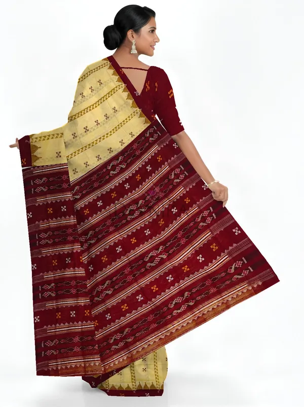 Cream_Yellow_Cotton_Handloom_Border_Pasapalli_Bapta_Saree_For_Women