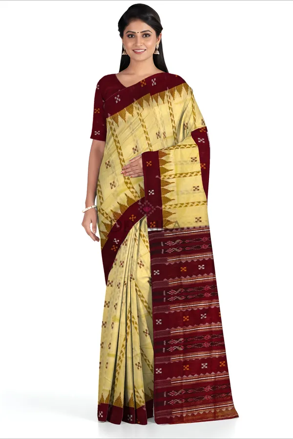 Cream_Yellow_Cotton_Handloom_Border_Pasapalli_Bapta_Saree_For_Women