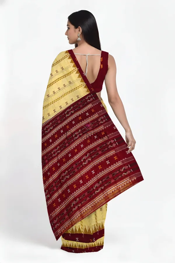 Cream_Yellow_Cotton_Handloom_Border_Pasapalli_Bapta_Saree_For_Women