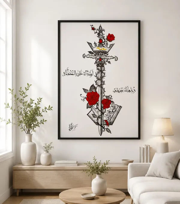 Black_Framed_Arabic_Calligraphy_Sword_Wall_Art