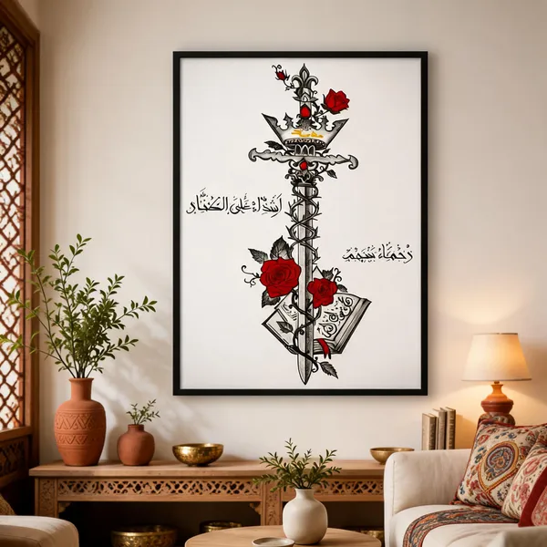 Black_Framed_Arabic_Calligraphy_Sword_Wall_Art