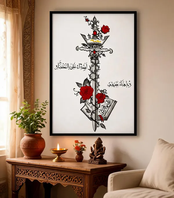Black_Framed_Arabic_Calligraphy_Sword_Wall_Art
