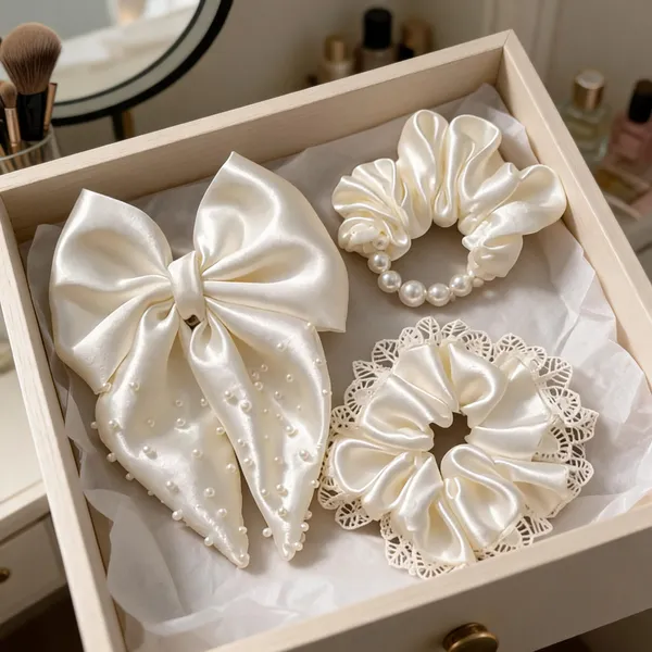 White_Satin_Pearl_Hair_Accessory_Set_for_Women