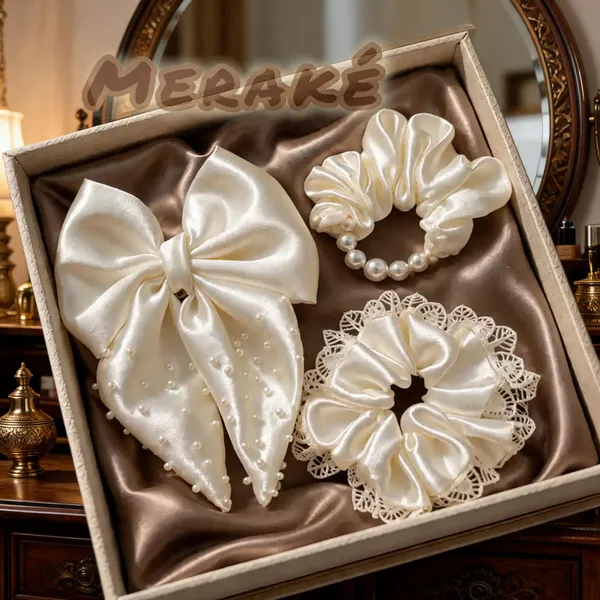 White_Satin_Pearl_Hair_Accessory_Set_for_Women