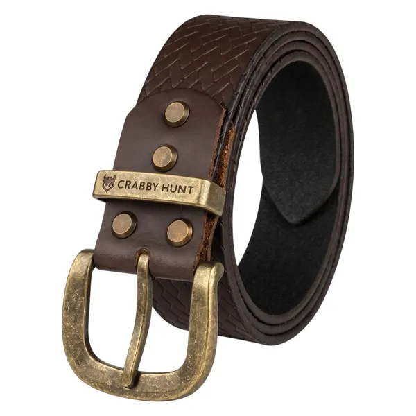 Crabby_Hunt_Brown_Woven_Pattern_Leather_Belt_For_Men_Genuine_Leather_Elegant_Texture_Stylish_Long_Lasting