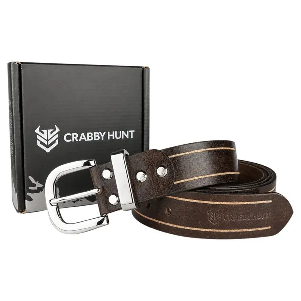 Crabby_Hunt_Brown_Genuine_Leather_Belt_For_Men_Dual_Stripe_Design_Premium_Craft