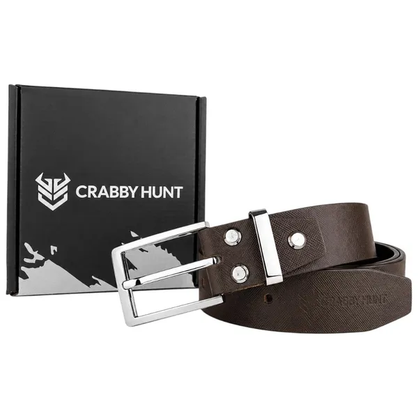 Crabby_Hunt_Premium_Brown_Textured_Leather_Belt_With_Silver_Buckle