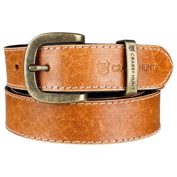 Crabby_Hunt_Tan_Genuine_Leather_Belt_For_Men_With_Side_Stitching