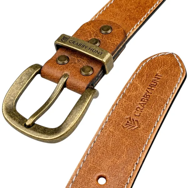 Crabby_Hunt_Tan_Genuine_Leather_Belt_For_Men_With_Side_Stitching