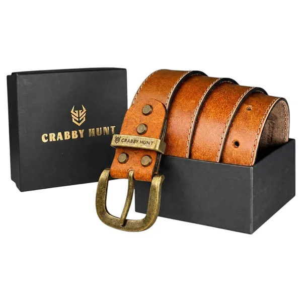 Crabby_Hunt_Tan_Genuine_Leather_Belt_For_Men_With_Side_Stitching