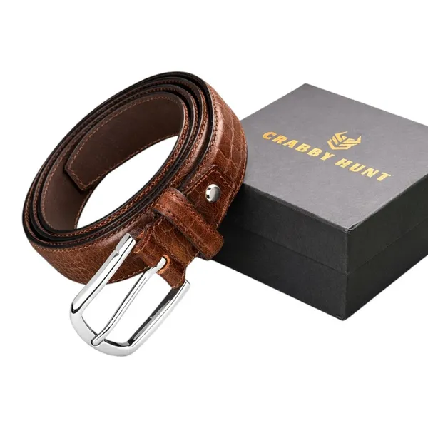 Crabby_Hunt_Brown_Croco_Pattern_Genuine_Leather_Belt_For_Men