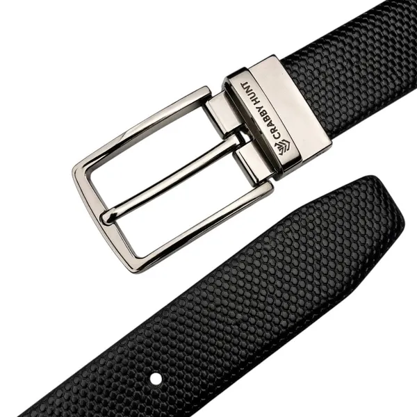 Crabby_Hunt_Reversible_Textured_Belt_For_Men_Black_Brown_Silver_Buckle