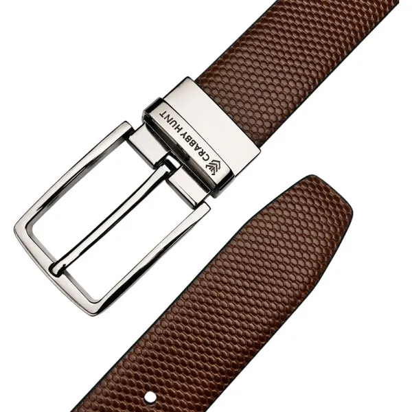Crabby_Hunt_Reversible_Textured_Belt_For_Men_Black_Brown_Silver_Buckle