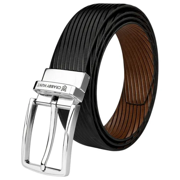 Crabby_Hunt_Ranger_Reversible_Belt_For_Men_Black_Brown_Silver_Buckle