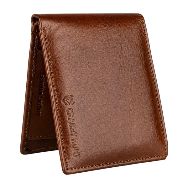 Crabby_Hunt_Genuine_Leather_Wallet_For_Men_Brown_Bifold_Wallet_With_Coin_Pocket_Card_Slots_Default_Title
