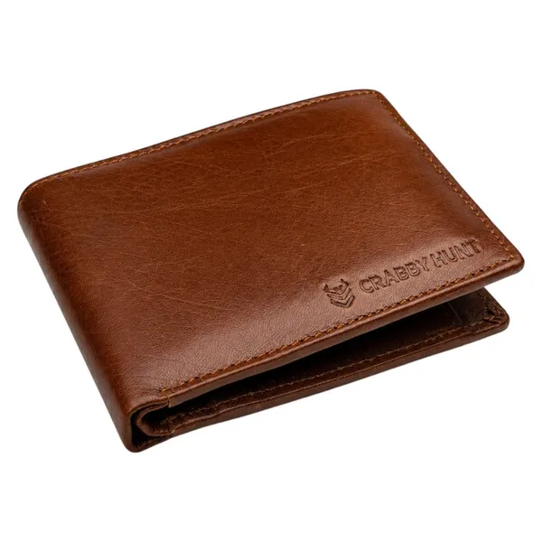 Crabby_Hunt_Genuine_Leather_Wallet_For_Men_Brown_Bifold_Wallet_With_Coin_Pocket_Card_Slots_Default_Title
